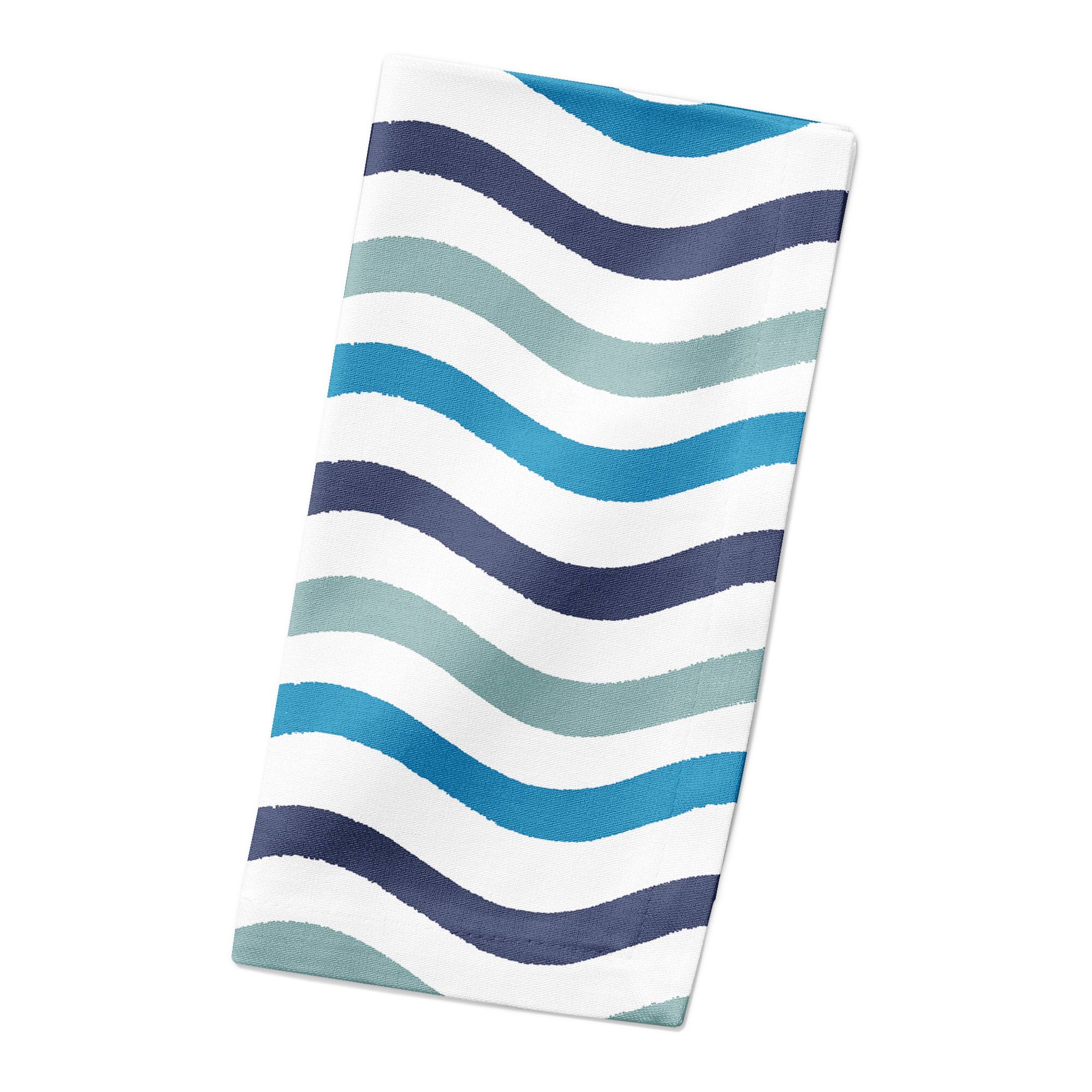 Blue Wavy Lines Cotton Twill Napkin